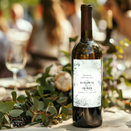 Rótulo De Garrafa De Cerveja Casamento Elegante Eucalyptus Greenery