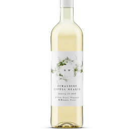 Rótulo De Garrafa De Cerveja Casamento Elegante Eucalyptus Wreath Monograma