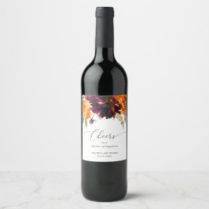 Rótulo De Garrafa De Cerveja Casamento Elegante Floral Outono Rústico