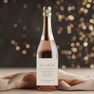 Rótulo De Garrafa De Cerveja Casamento Elegante Minimalista de Beige