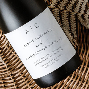 Rótulo De Garrafa De Cerveja Casamento Elegante Moderno Minimalista