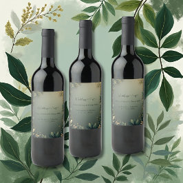 Rótulo De Garrafa De Cerveja casamento elegante na natureza em verde escuro