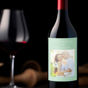 Rótulo De Garrafa De Cerveja Casamento em Verde Menta Elegante com Foto Persona