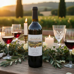 Rótulo De Garrafa De Cerveja Casamento em Vinhedo Toscano Campo Italiano