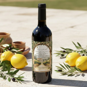 Rótulo De Garrafa De Cerveja Casamento em Vinícola Mediterrânea