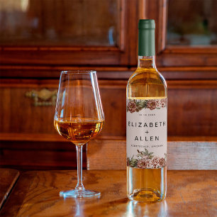 Rótulo De Garrafa De Cerveja Casamento Encantado Pink Boho Cottagecore com Bril