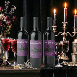 Rótulo De Garrafa De Cerveja Casamento Eternamente Sombrio de Corvo Gótico Roxo