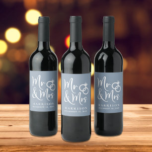 Rótulo De Garrafa De Cerveja Casamento Favor Sr. Dusty Blue