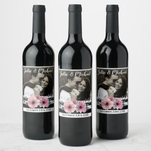 Rótulo De Garrafa De Cerveja Casamento feito sob encomenda elegante floral e