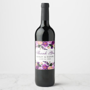 Rótulo De Garrafa De Cerveja Casamento Floral Água-Marinha Roxo Ultra Violeta P