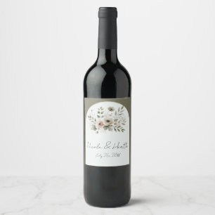 Rótulo De Garrafa De Cerveja Casamento Floral Aquarela Verde Oliva Caqui