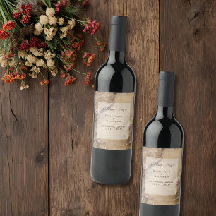 Rótulo De Garrafa De Cerveja Casamento Floral Boêmio de Madeira Rústica