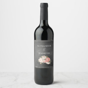Rótulo De Garrafa De Cerveja Casamento Floral Boho Quadro-negro Vintage
