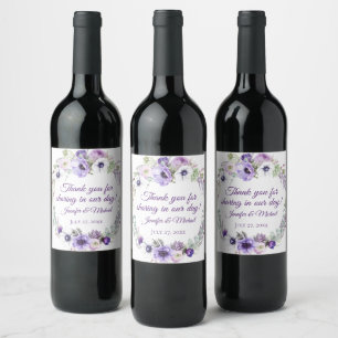 Rótulo De Garrafa De Cerveja Casamento Floral Branco de Lavanda Roxo  