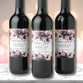 Rótulo De Garrafa De Cerveja Casamento Floral Cor-de-Rosa-Blush Elegante