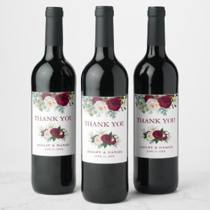 Rótulo De Garrafa De Cerveja Casamento Floral da Borgonha Elegante