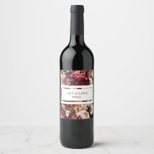 Rótulo De Garrafa De Cerveja Casamento Floral da Borgonha Personalizada