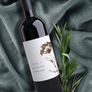 RÓTULO DE GARRAFA DE CERVEJA CASAMENTO FLORAL DA HIDRANGIA DA FOLHA DE COBRE EL