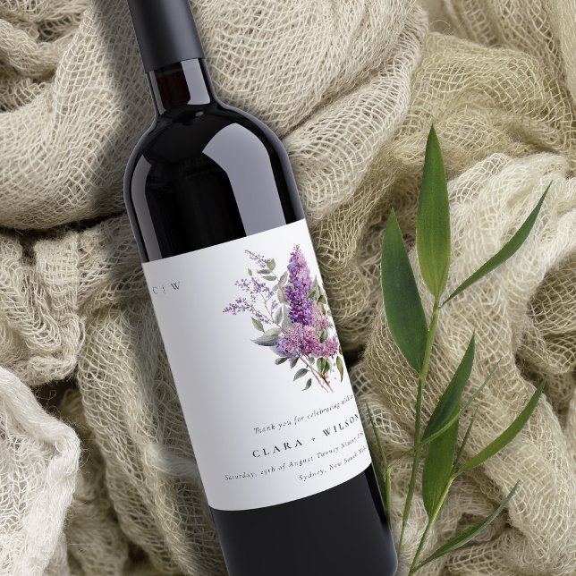 Rótulo De Garrafa De Cerveja Casamento Floral de Algodão Lilac Lilac (Criador carregado)