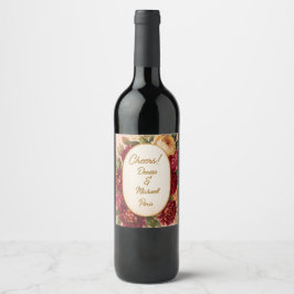 Rótulo De Garrafa De Cerveja Casamento Floral de Aquarelas Blush Burgundy
