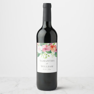 Rótulo De Garrafa De Cerveja Casamento Floral De Cor Biológica Búlica Tropica