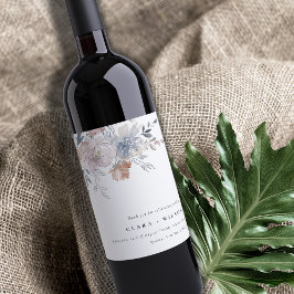Rótulo De Garrafa De Cerveja Casamento Floral de Cor de Água com Blush Chic