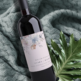 Rótulo De Garrafa De Cerveja Casamento Floral de Cor de Água com Blush Chic