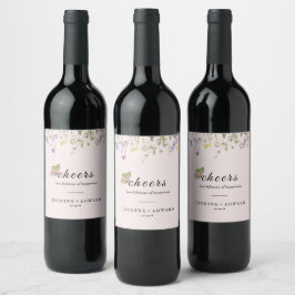 Rótulo De Garrafa De Cerveja Casamento Floral de Flores Silvestres Simples Mode