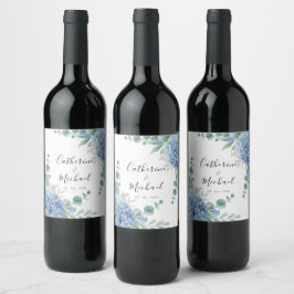Rótulo De Garrafa De Cerveja Casamento Floral de Hortênsia Azul