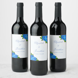 Rótulo De Garrafa De Cerveja Casamento Floral de Hortênsia Azul
