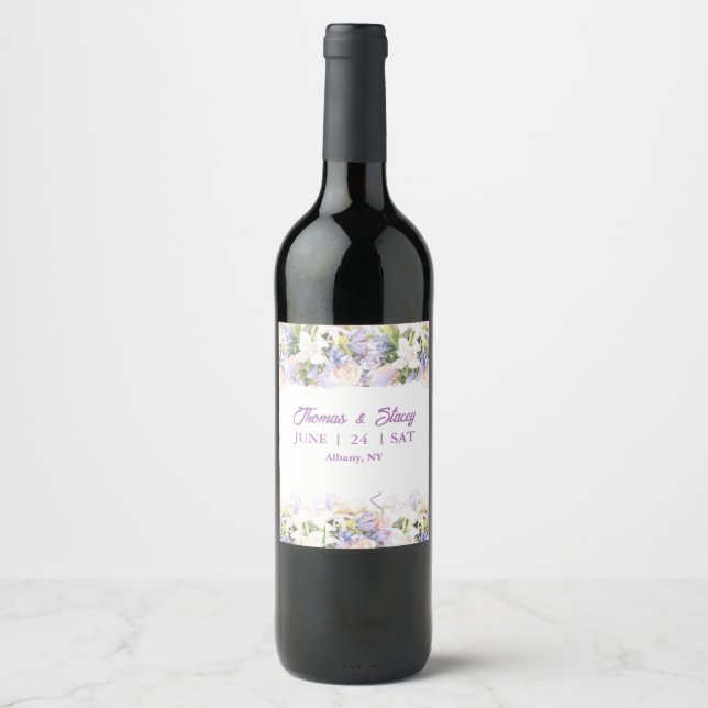 Rótulo De Garrafa De Cerveja Casamento floral de Lilac Wildflower (Frente)