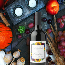 Rótulo De Garrafa De Cerveja Casamento Floral de Rosa de Sunflower