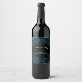 Rótulo De Garrafa De Cerveja Casamento Floral de Teal Negro