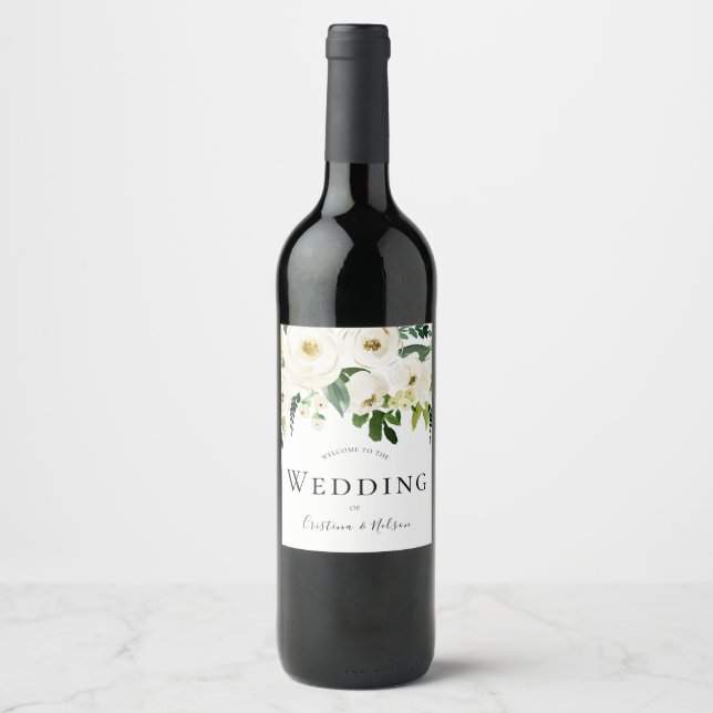 Rótulo De Garrafa De Cerveja Casamento Floral de Vinho Espumante Branco (Frente)