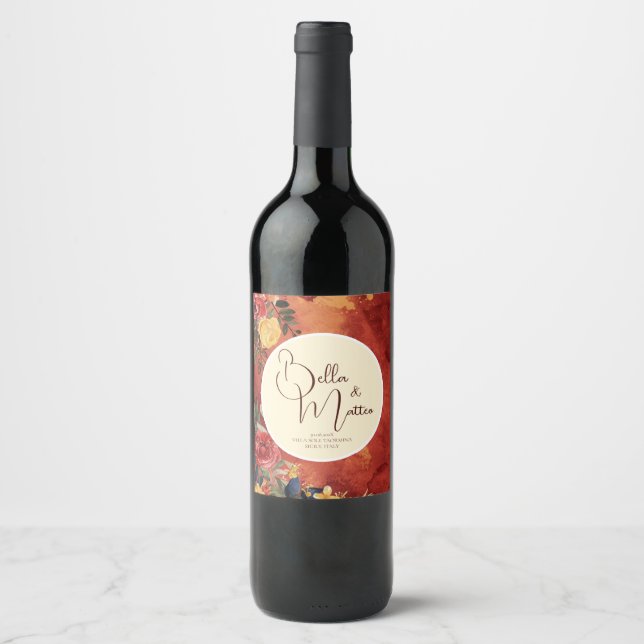 Rótulo De Garrafa De Cerveja Casamento Floral do Sun Boho Terracotta (Frente)