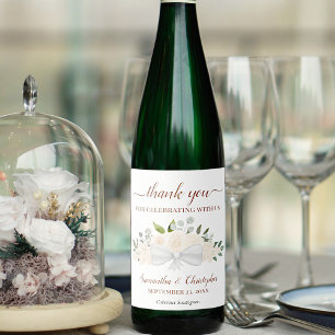 Rótulo De Garrafa De Cerveja Casamento Floral Elegante De Champanhe - Obrigado