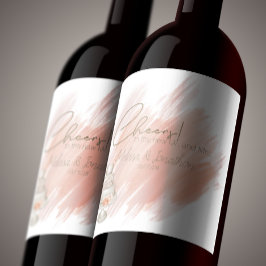 Rótulo De Garrafa De Cerveja Casamento Floral Elegante Rosa Moderno Boho