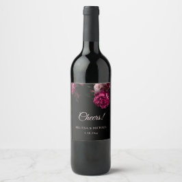 Rótulo De Garrafa De Cerveja Casamento Floral Fino Vintage Artístico Escuro Che