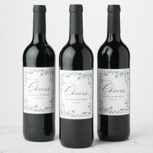 Rótulo De Garrafa De Cerveja Casamento Floral Francês Vintage Verde Esmeralda