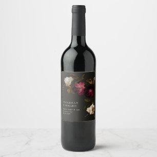 Rótulo De Garrafa De Cerveja Casamento Floral Moderno e Sombrio Romântico Escur
