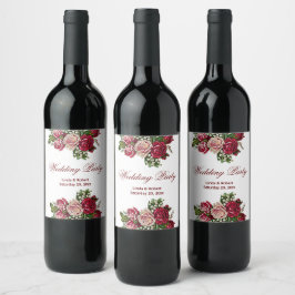 Rótulo De Garrafa De Cerveja Casamento Floral por País, Rosas Russos Vermelhos