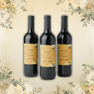 Rótulo De Garrafa De Cerveja Casamento Floral Retro-Encantador Laranja