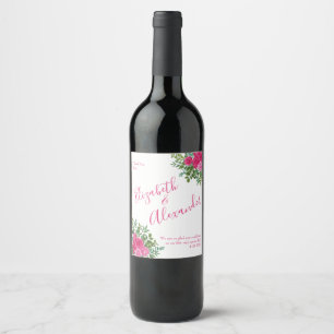 Rótulo De Garrafa De Cerveja Casamento Floral Rosa Brilhante