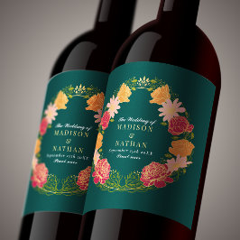 Rótulo De Garrafa De Cerveja Casamento Floral Rosa Laranja Encantado Fantasia