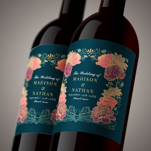 Rótulo De Garrafa De Cerveja Casamento Floral Rosa Roxo Encantado Fantasia 
