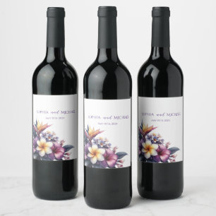 Rótulo De Garrafa De Cerveja Casamento Floral Tropical