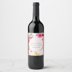 Rótulo De Garrafa De Cerveja Casamento Floral Tropical Boho Lively Red Blush