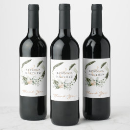 Rótulo De Garrafa De Cerveja Casamento Floral Verde Boho Elegante
