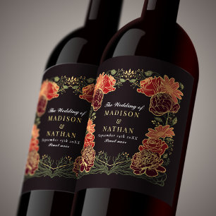 Rótulo De Garrafa De Cerveja Casamento Floral Vermelho Encantado Fantasia