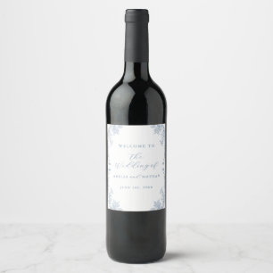 Rótulo De Garrafa De Cerveja Casamento Floral Vintage Azul Empoeirado